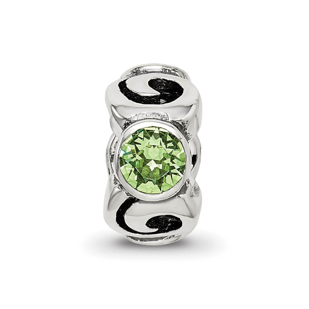 Alternate view of the Sterling Silver August Crystal Birthstone, 3-Stone Bead Charm by The Black Bow Jewelry Co.