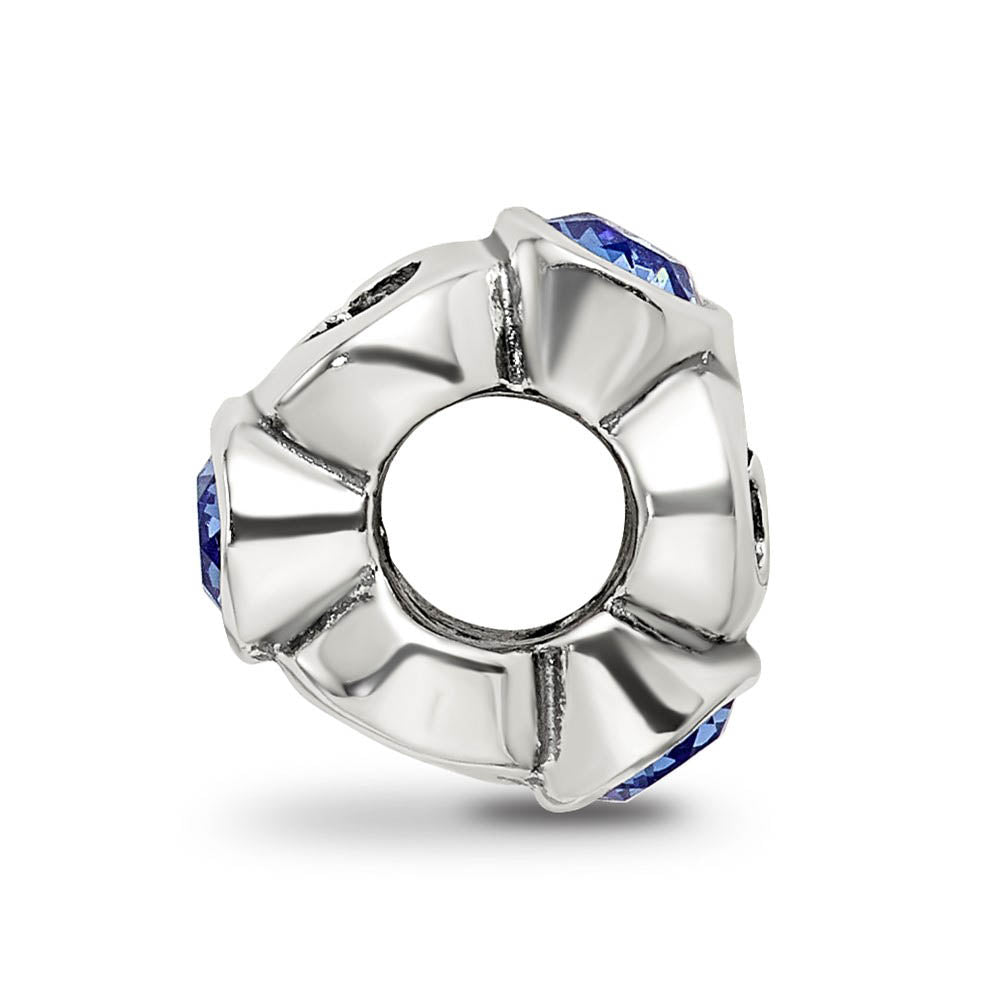 Alternate view of the Sterling Silver September Crystal Birthstone, 3-Stone Bead Charm by The Black Bow Jewelry Co.