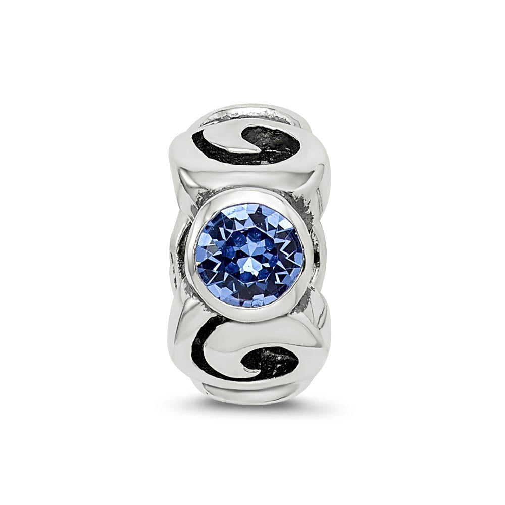 Alternate view of the Sterling Silver September Crystal Birthstone, 3-Stone Bead Charm by The Black Bow Jewelry Co.