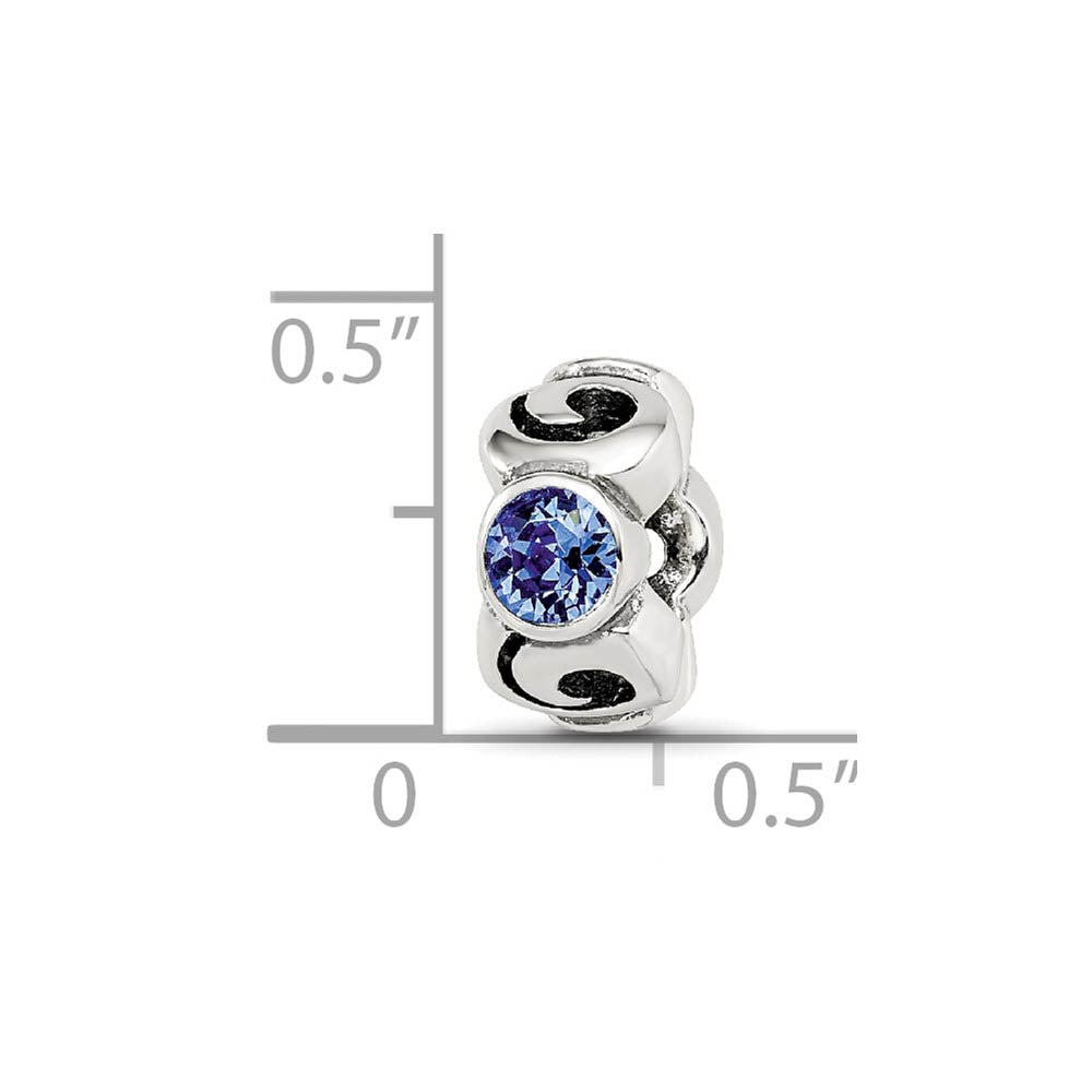 Alternate view of the Sterling Silver September Crystal Birthstone, 3-Stone Bead Charm by The Black Bow Jewelry Co.