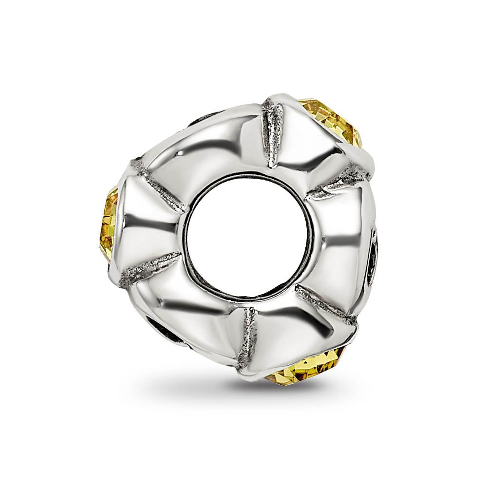 Alternate view of the Sterling Silver November Crystal Birthstone, 3-Stone Bead Charm by The Black Bow Jewelry Co.