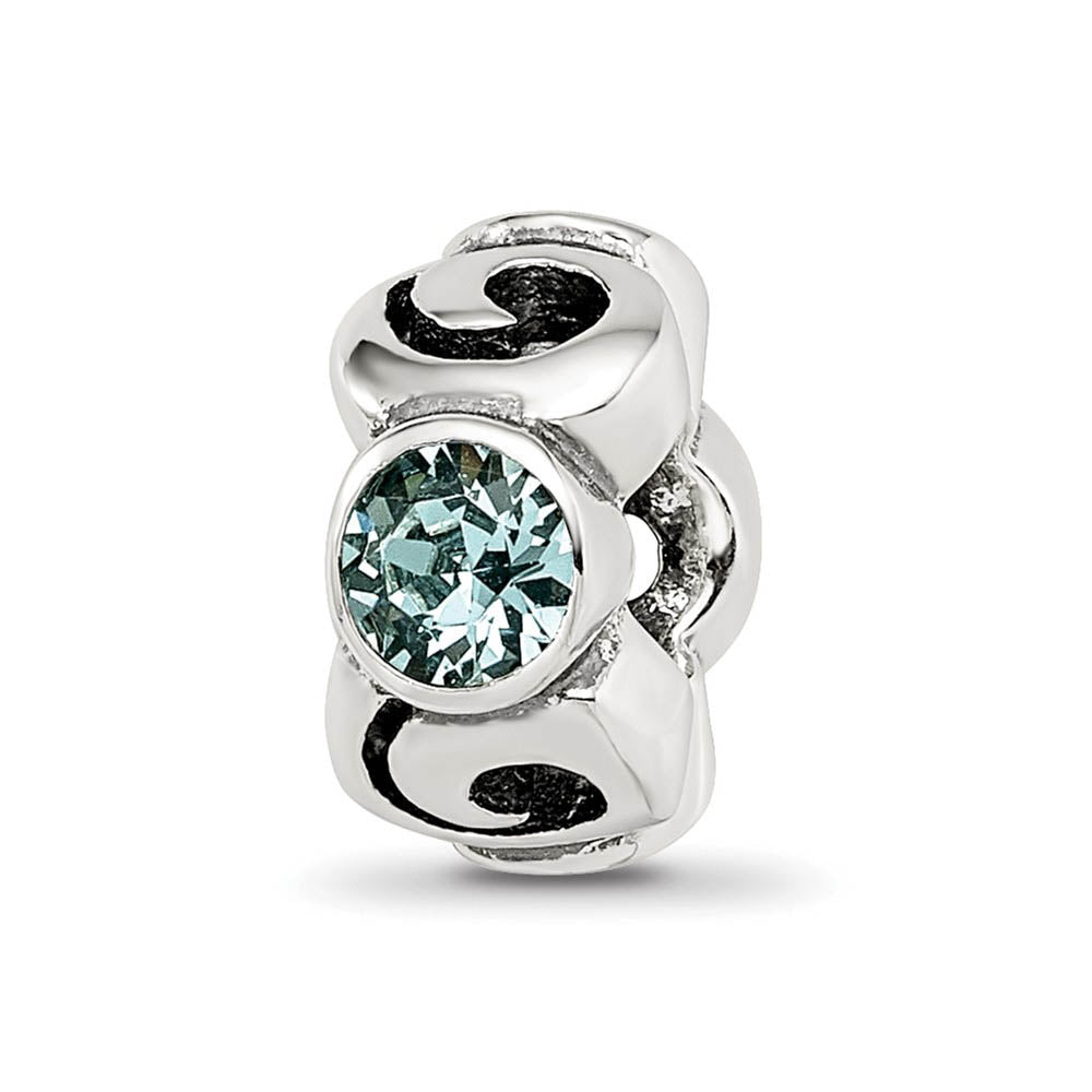 Sterling Silver December Crystal Birthstone, 3-Stone Bead Charm, Item B9471 by The Black Bow Jewelry Co.