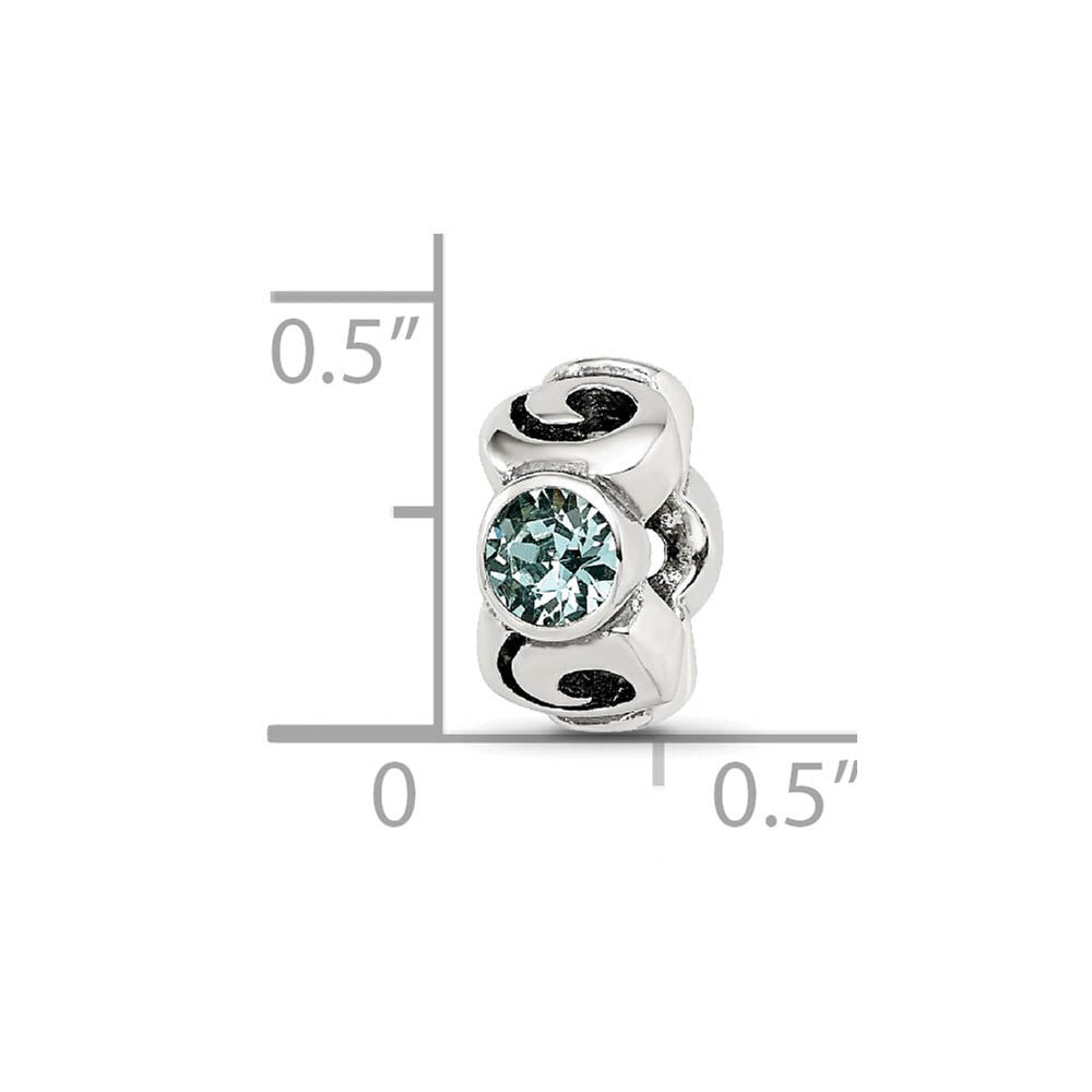 Alternate view of the Sterling Silver December Crystal Birthstone, 3-Stone Bead Charm by The Black Bow Jewelry Co.