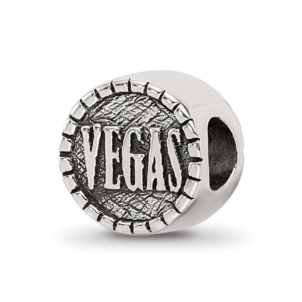 Sterling Silver Double sided, Vegas Chip Bead Charm, Item B9474 by The Black Bow Jewelry Co.