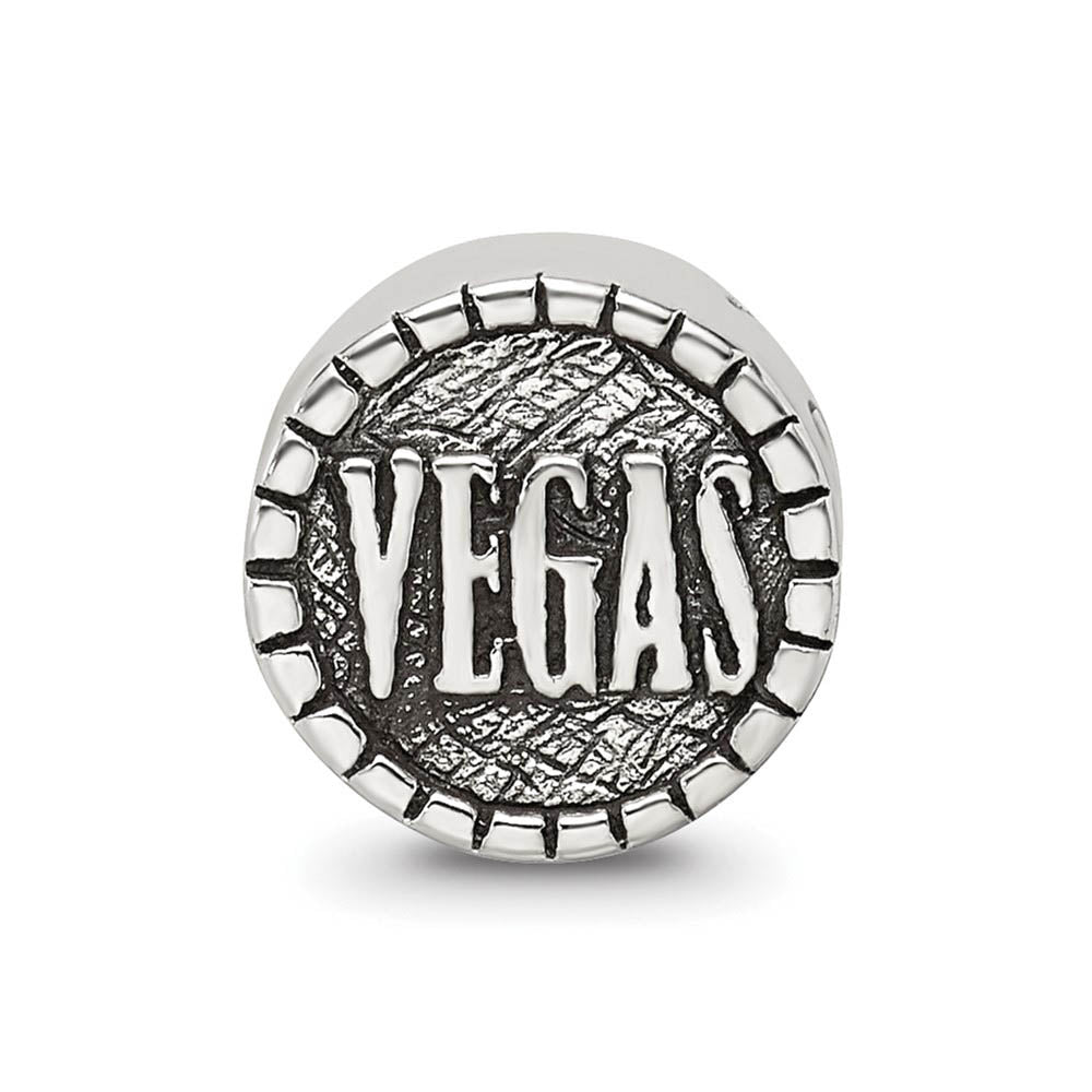 Alternate view of the Sterling Silver Double sided, Vegas Chip Bead Charm by The Black Bow Jewelry Co.