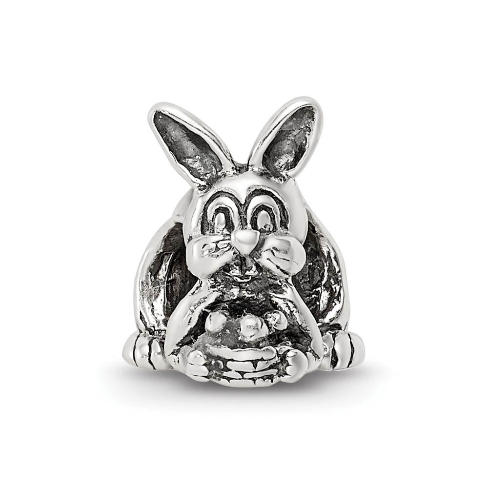 Alternate view of the Sterling Silver Easter Bunny with Basket Bead Charm by The Black Bow Jewelry Co.