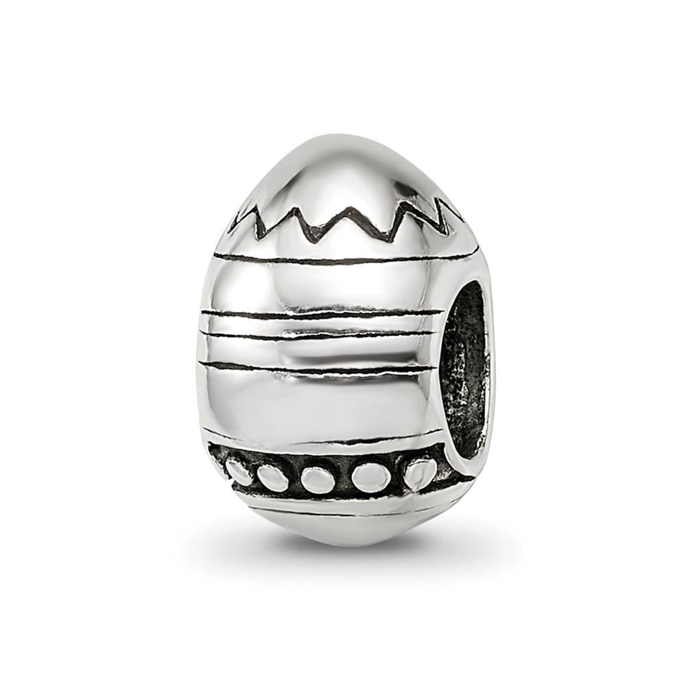 Sterling Silver Easter Egg Bead Charm, Item B9477 by The Black Bow Jewelry Co.