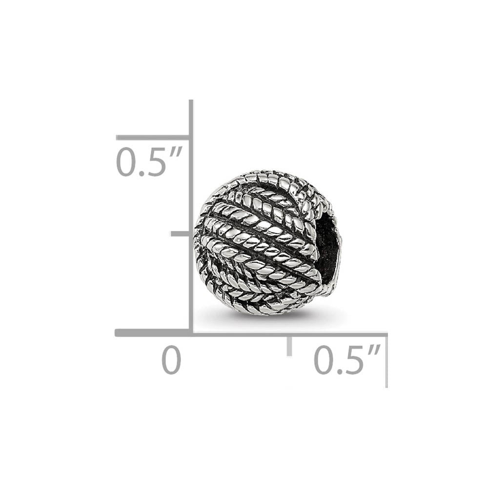 Alternate view of the Sterling Silver Ball of Yarn Bead Charm by The Black Bow Jewelry Co.