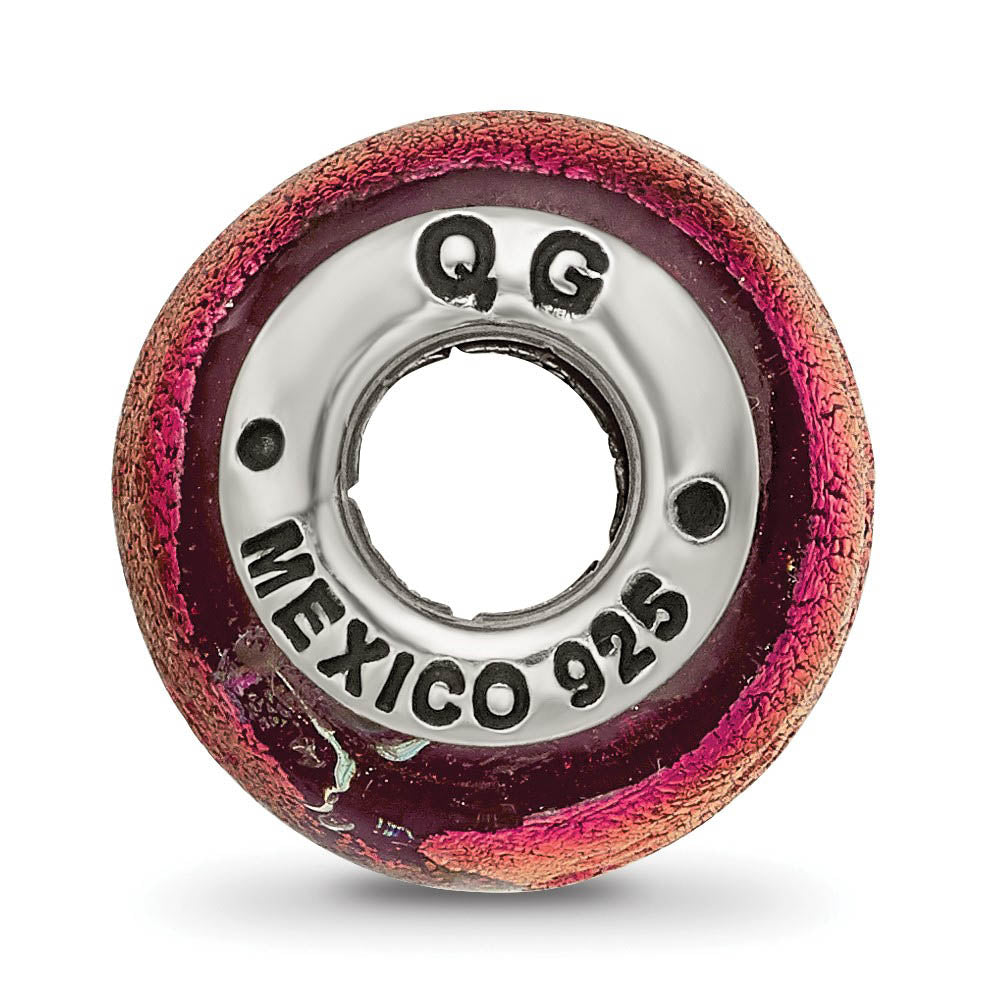 Alternate view of the Orange Dichroic Glass Sterling Silver Bead Charm by The Black Bow Jewelry Co.