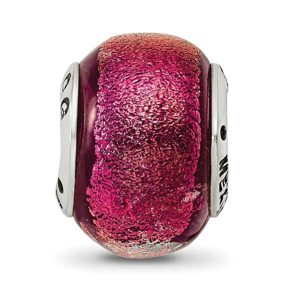 Alternate view of the Orange Dichroic Glass Sterling Silver Bead Charm by The Black Bow Jewelry Co.