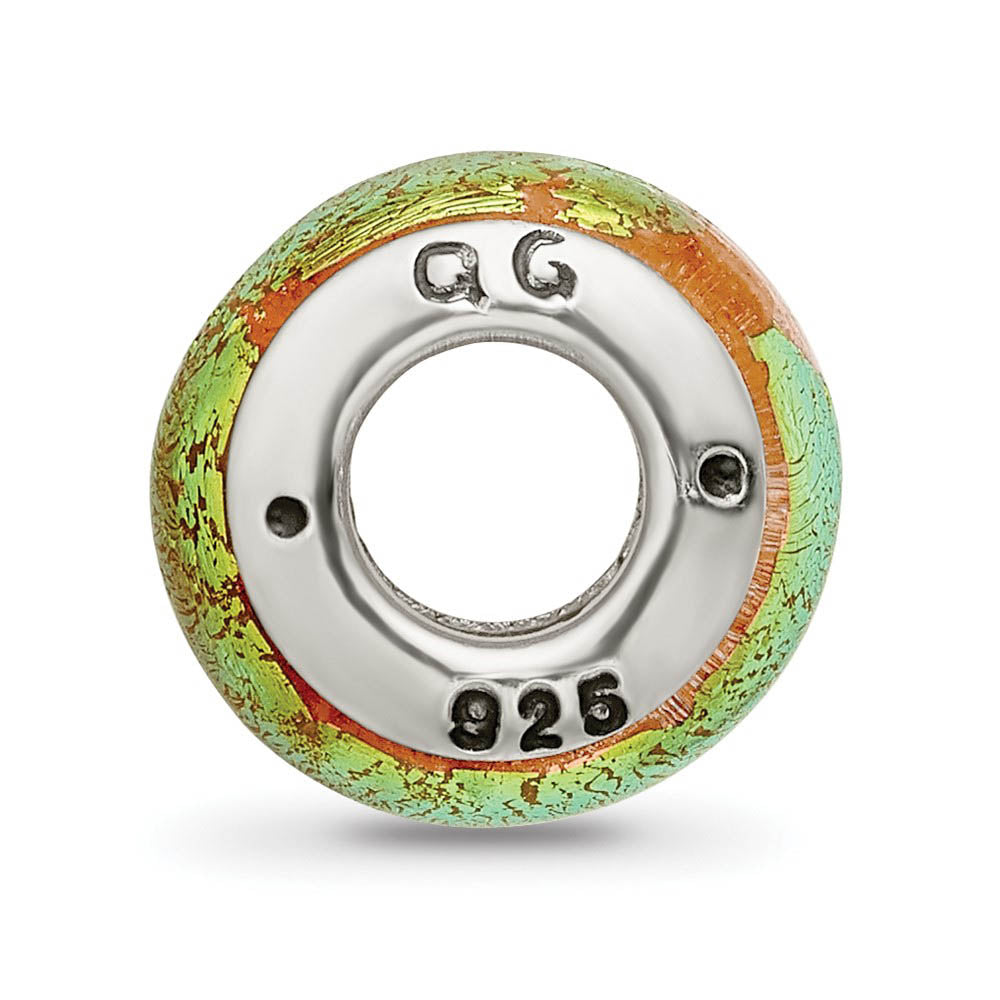 Alternate view of the Dichroic Glass and Sterling Silver Yellow Bead Charm, 13mm by The Black Bow Jewelry Co.