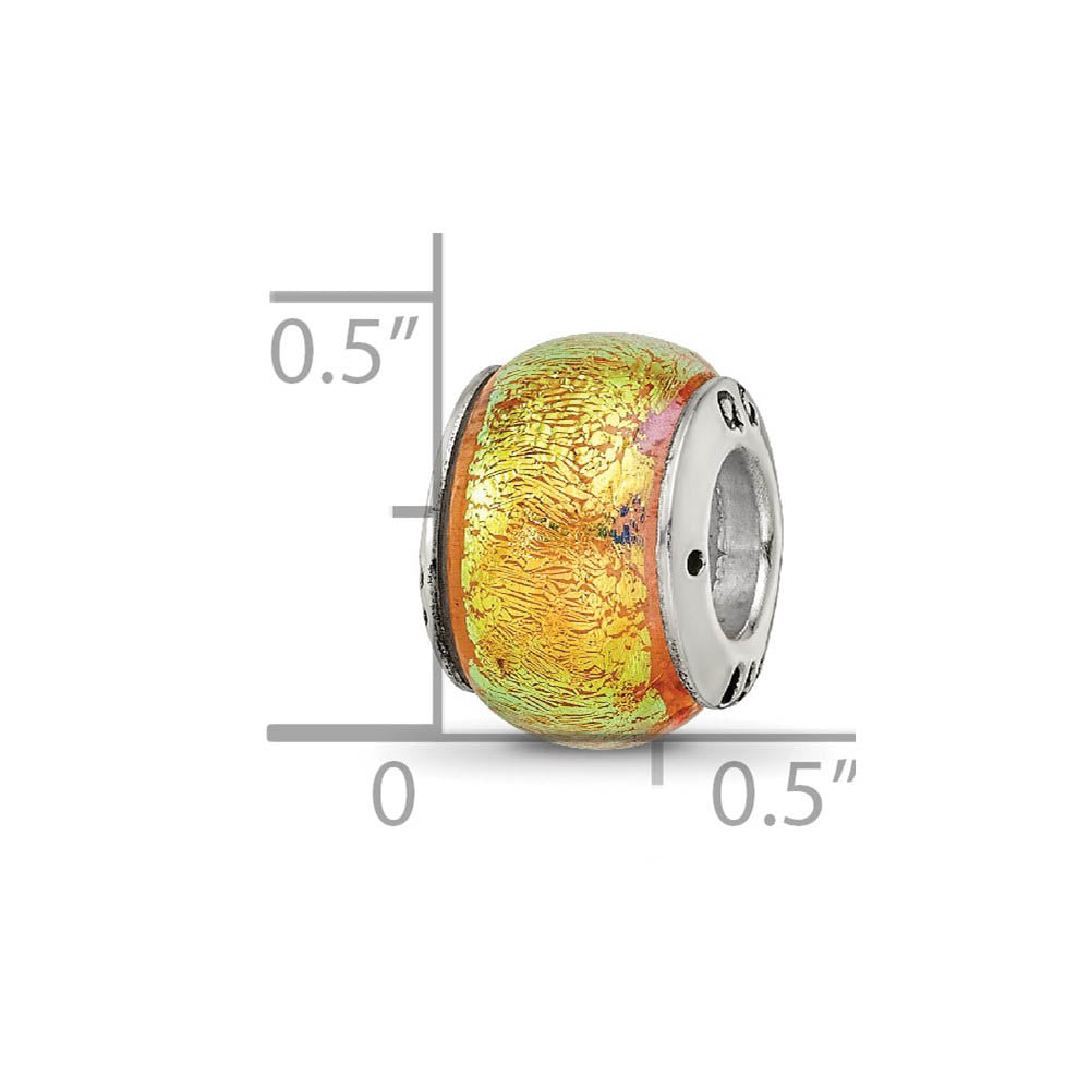 Alternate view of the Dichroic Glass and Sterling Silver Yellow Bead Charm, 13mm by The Black Bow Jewelry Co.