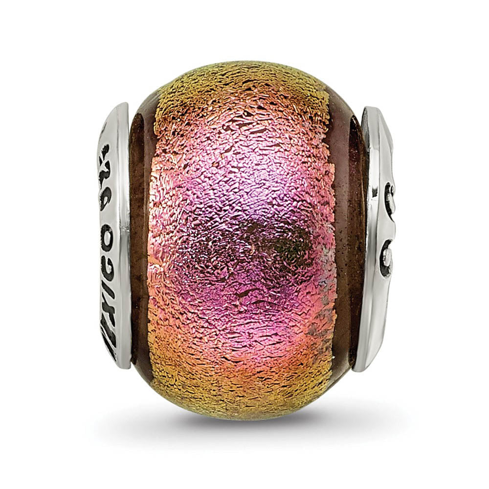 Alternate view of the Purple and Pink Dichroic Glass Sterling Silver Bead Charm by The Black Bow Jewelry Co.