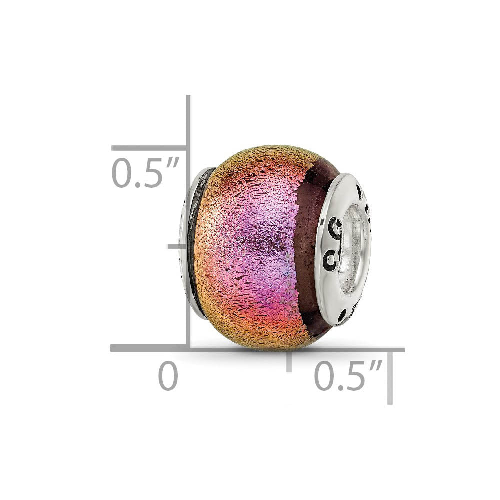 Alternate view of the Purple and Pink Dichroic Glass Sterling Silver Bead Charm by The Black Bow Jewelry Co.