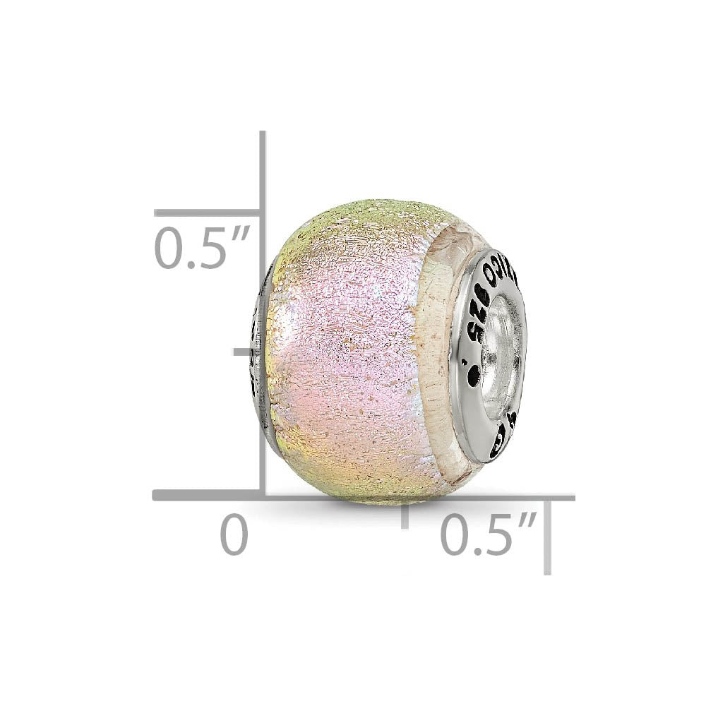 Alternate view of the Pink Luminescent Dichroic Glass Sterling Silver Bead Charm by The Black Bow Jewelry Co.