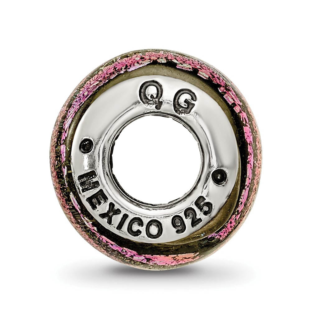 Alternate view of the Purple Dichroic Glass Sterling Silver Bead Charm by The Black Bow Jewelry Co.