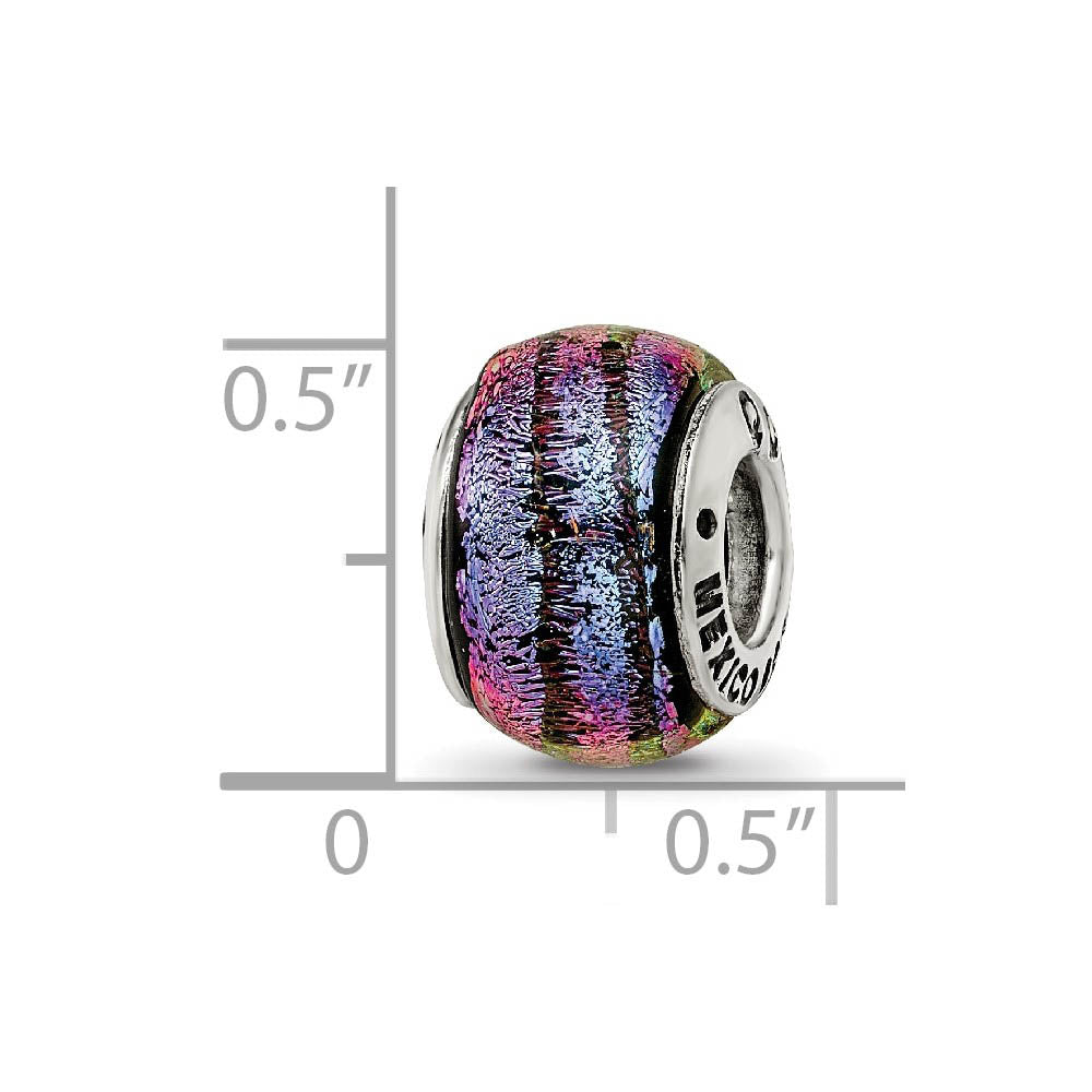Alternate view of the Purple Dichroic Glass Sterling Silver Bead Charm by The Black Bow Jewelry Co.