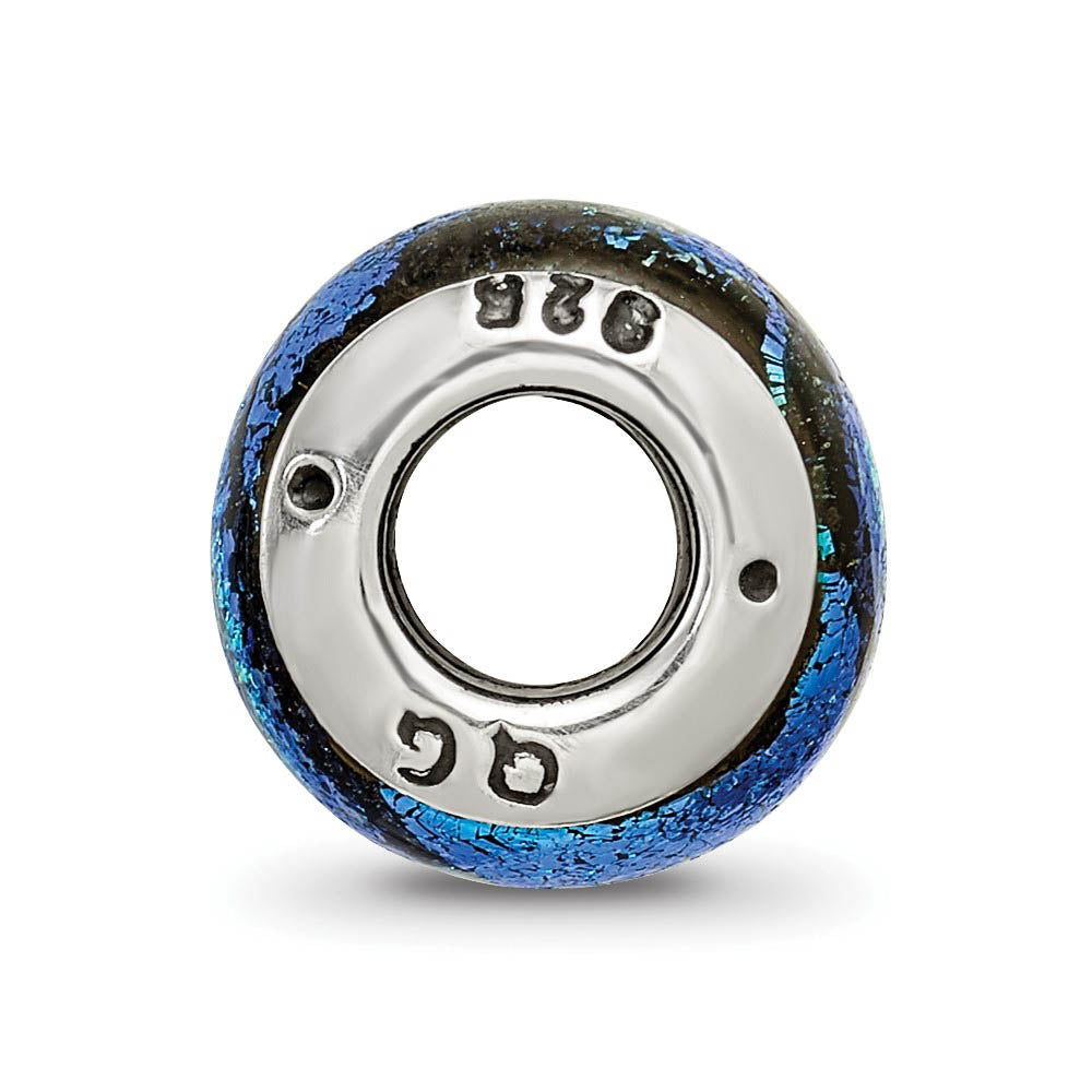 Alternate view of the Blue Green Dichroic Glass Sterling Silver Bead Charm by The Black Bow Jewelry Co.