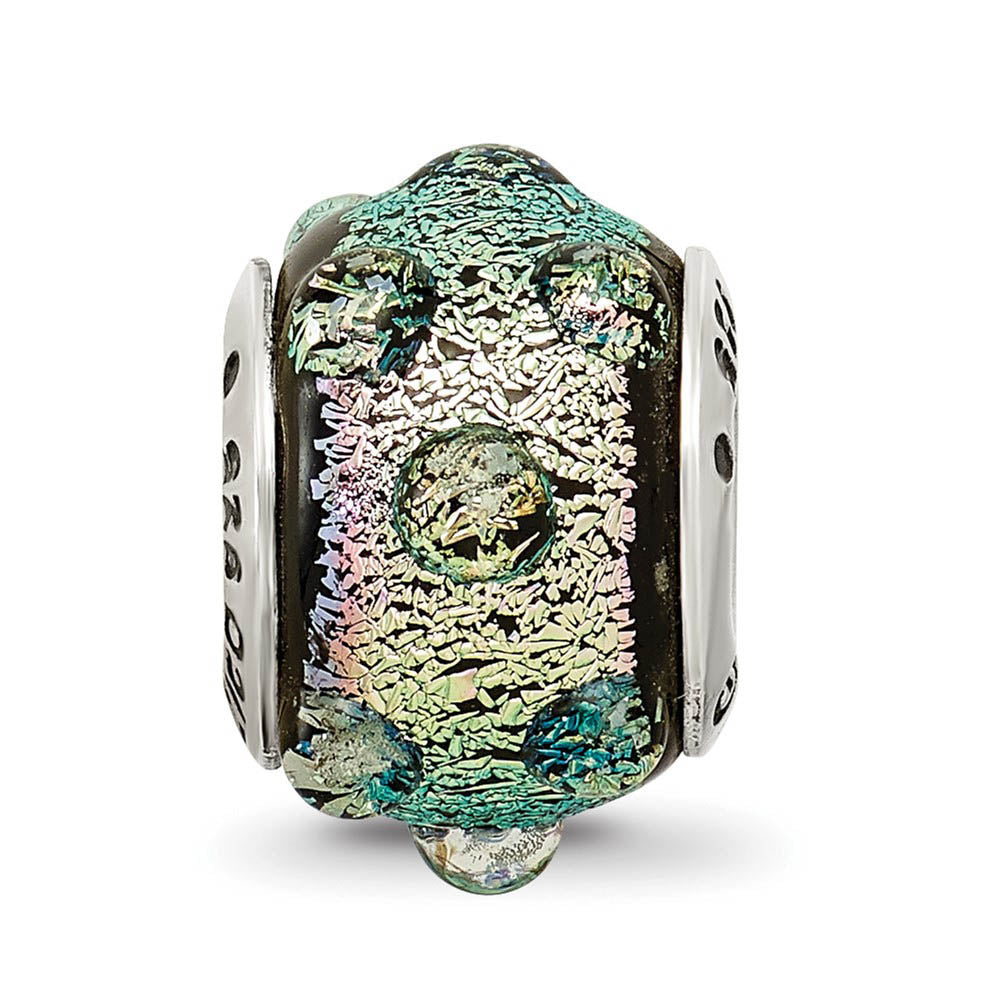 Alternate view of the Purple Dotted Dichroic Glass Sterling Silver Bead Charm by The Black Bow Jewelry Co.