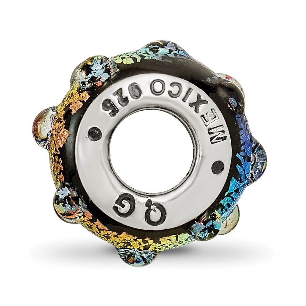 Alternate view of the Rainbow Dotted Dichroic Glass Sterling Silver Bead Charm by The Black Bow Jewelry Co.