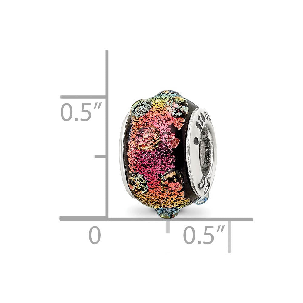 Alternate view of the Rainbow Dotted Dichroic Glass Sterling Silver Bead Charm by The Black Bow Jewelry Co.