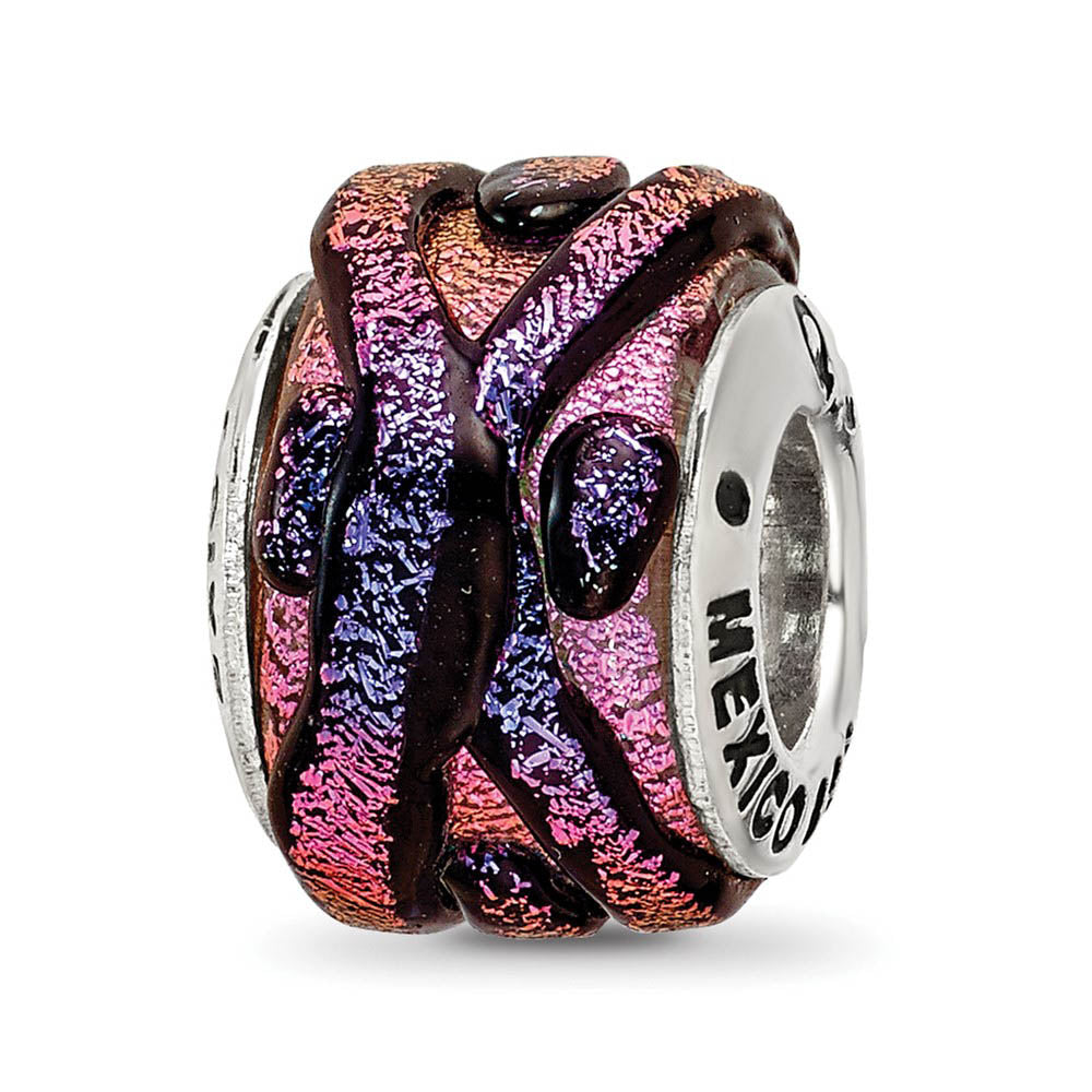 Purple Textured Dichroic Glass Sterling Silver Bead Charm, Item B9521 by The Black Bow Jewelry Co.