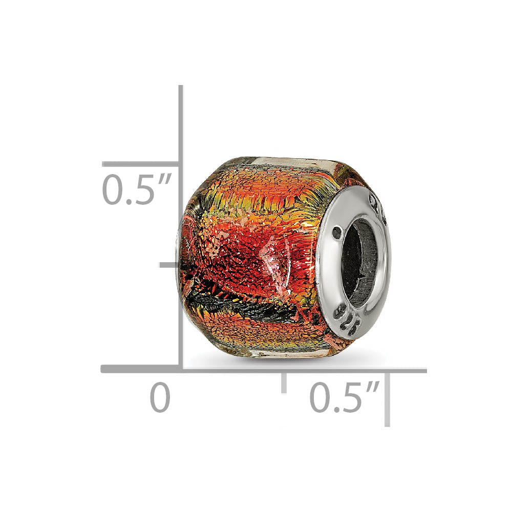 Alternate view of the Orange Dichroic Glass & Sterling Silver Bead Charm, 13mm by The Black Bow Jewelry Co.