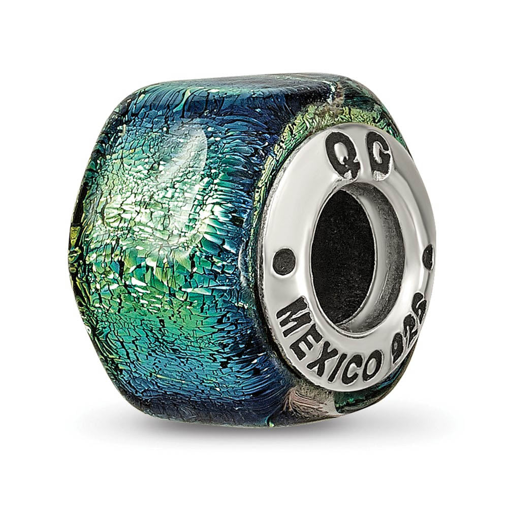 Yellow Hued Dichroic Glass Sterling Silver Bead Charm, Item B9524 by The Black Bow Jewelry Co.