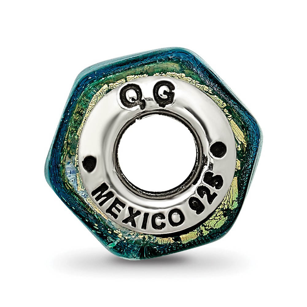 Alternate view of the Yellow Hued Dichroic Glass Sterling Silver Bead Charm by The Black Bow Jewelry Co.