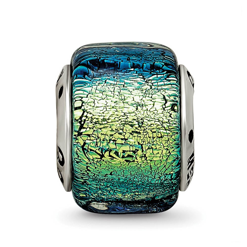 Alternate view of the Yellow Hued Dichroic Glass Sterling Silver Bead Charm by The Black Bow Jewelry Co.