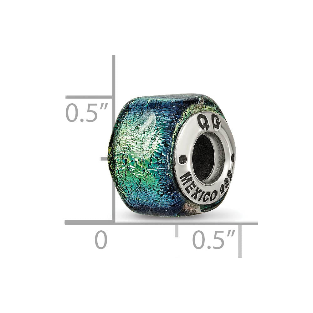 Alternate view of the Yellow Hued Dichroic Glass Sterling Silver Bead Charm by The Black Bow Jewelry Co.