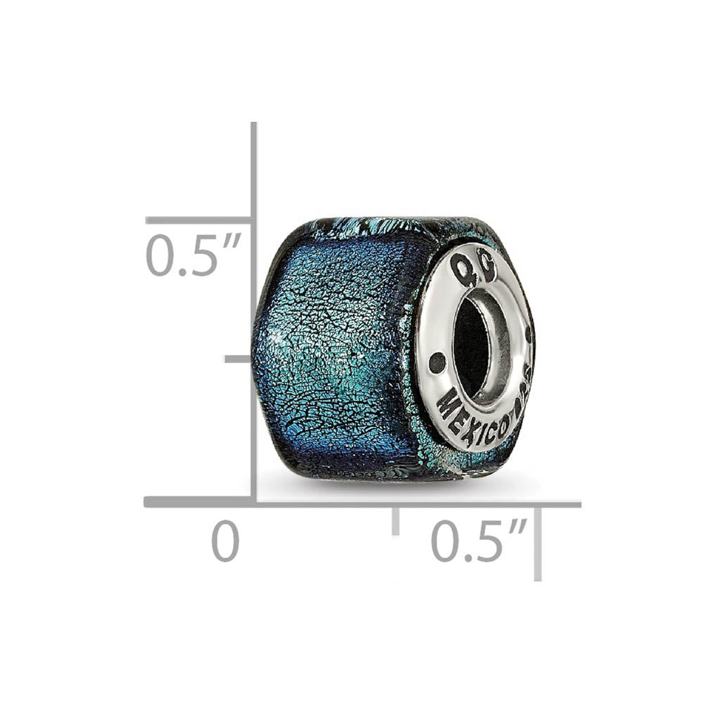 Alternate view of the Blue Hued Dichroic Glass Sterling Silver Bead Charm by The Black Bow Jewelry Co.