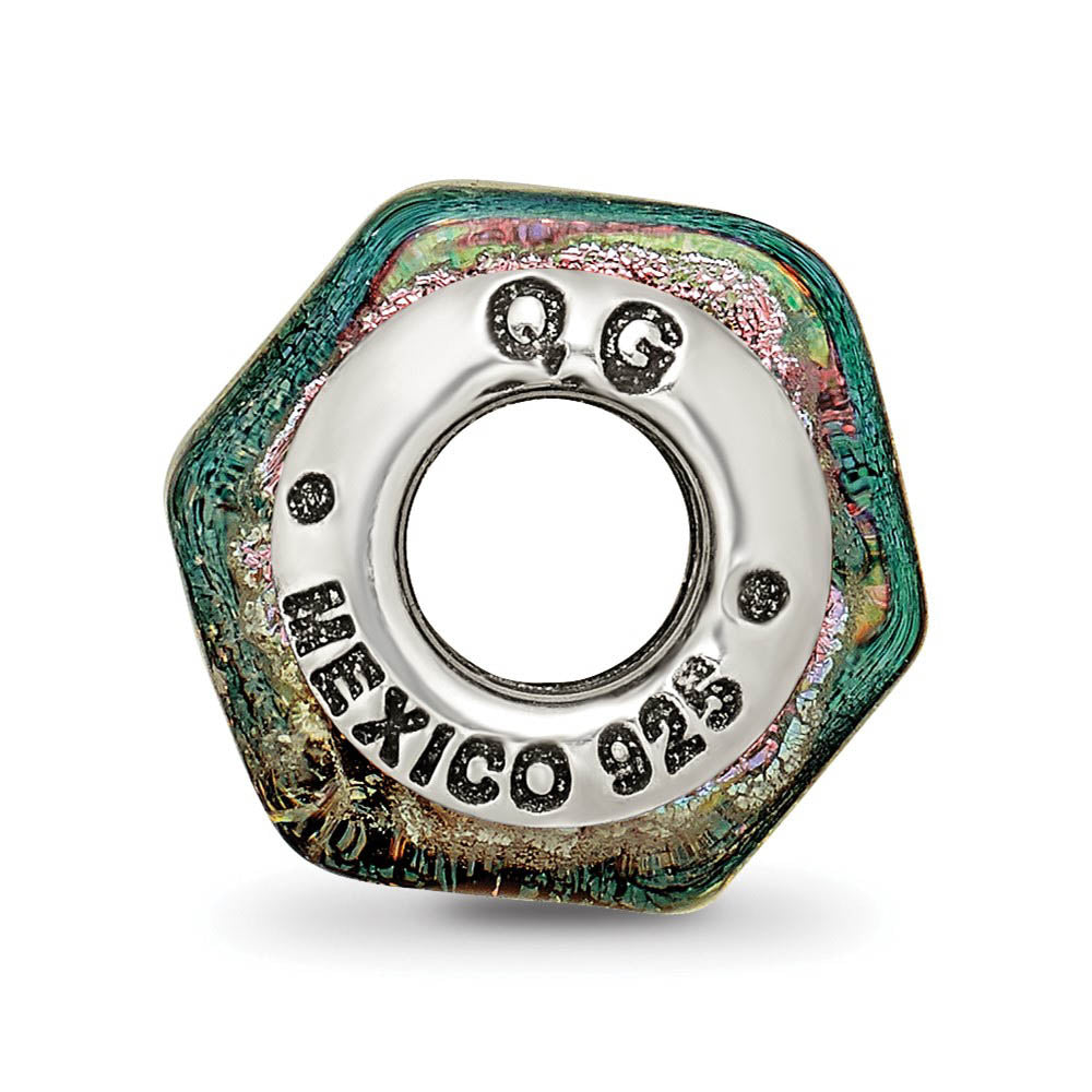 Alternate view of the Purple Hued Dichroic Glass Sterling Silver Bead Charm by The Black Bow Jewelry Co.