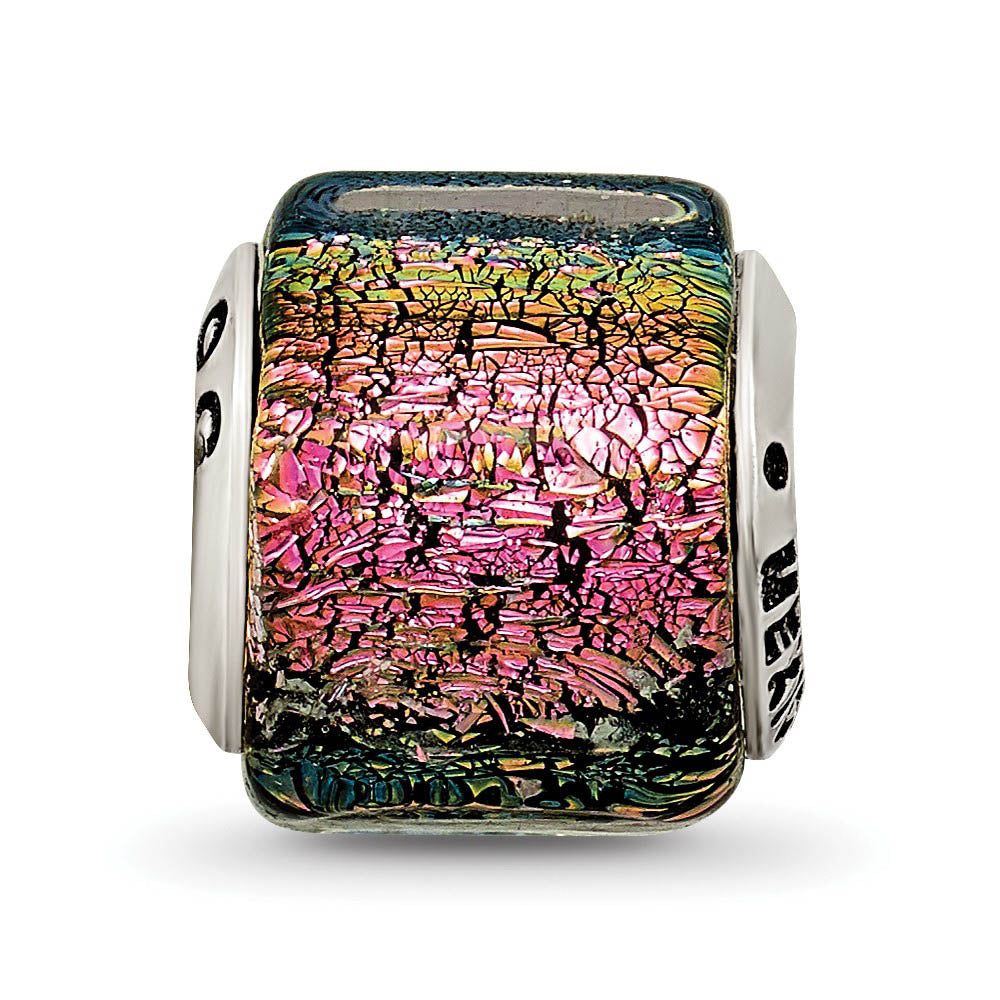 Alternate view of the Purple Hued Dichroic Glass Sterling Silver Bead Charm by The Black Bow Jewelry Co.