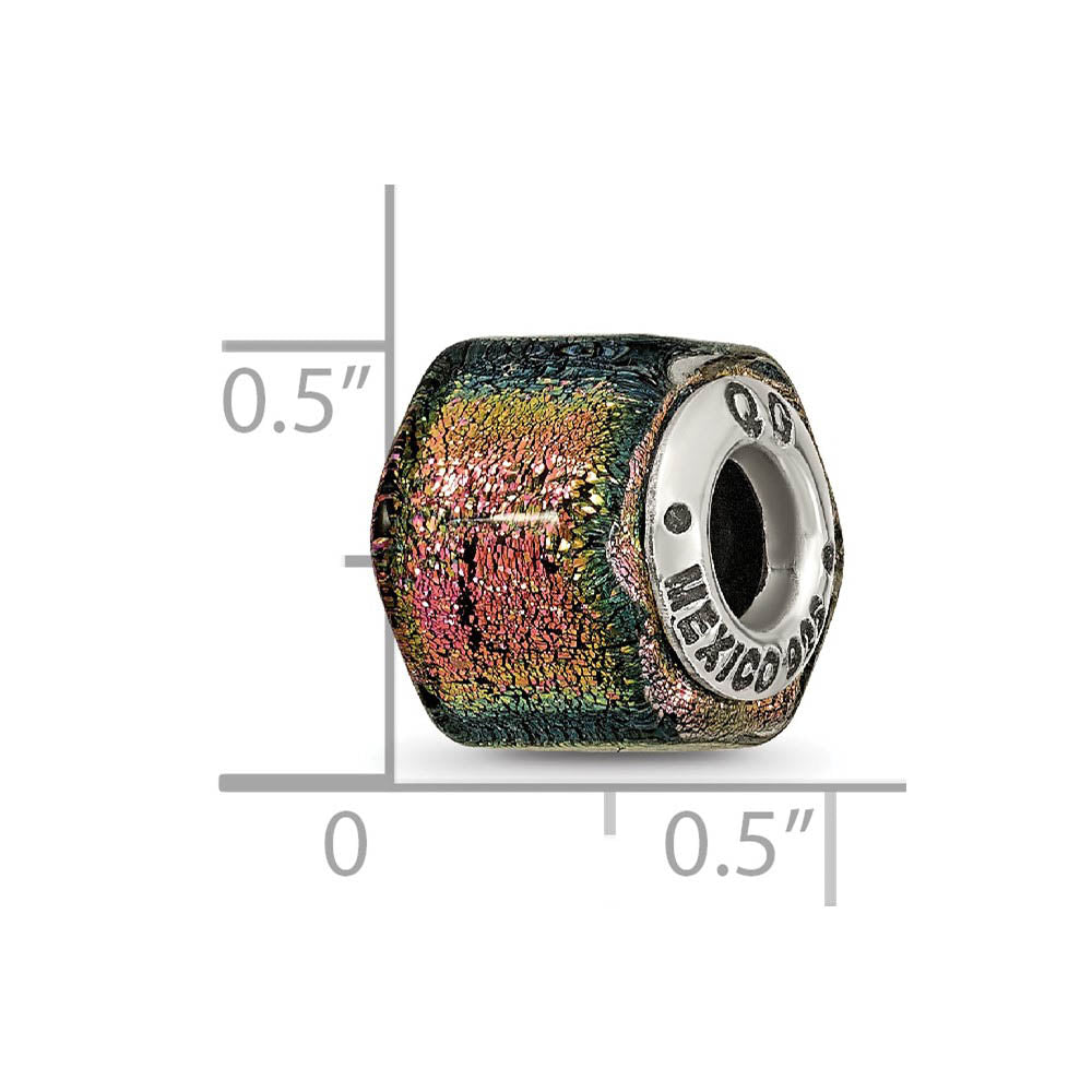 Alternate view of the Purple Hued Dichroic Glass Sterling Silver Bead Charm by The Black Bow Jewelry Co.