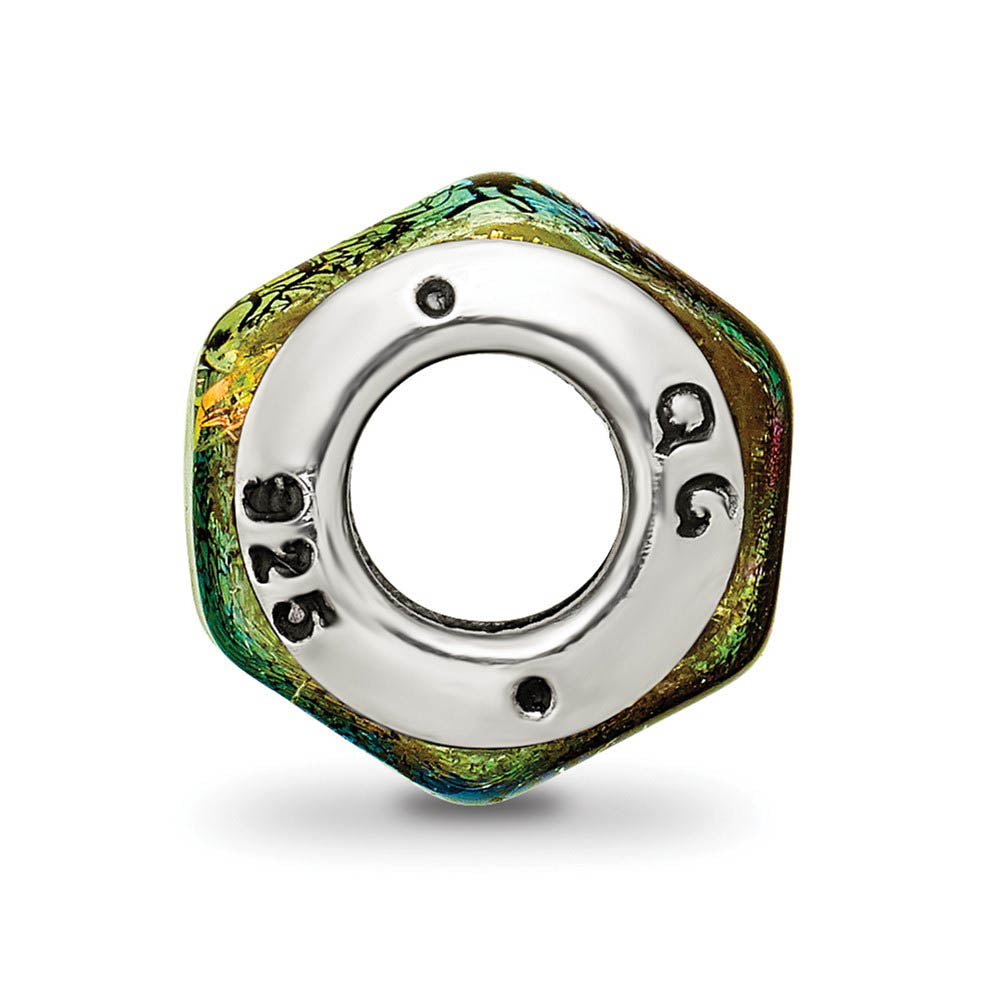 Alternate view of the Sterling Silver Rainbow Dichroic Glass Bead Charm by The Black Bow Jewelry Co.