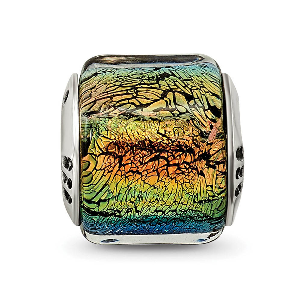 Alternate view of the Sterling Silver Rainbow Dichroic Glass Bead Charm by The Black Bow Jewelry Co.