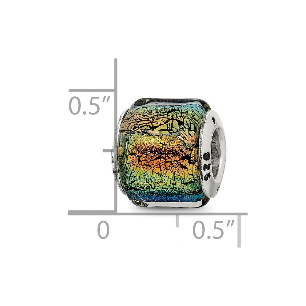 Alternate view of the Sterling Silver Rainbow Dichroic Glass Bead Charm by The Black Bow Jewelry Co.