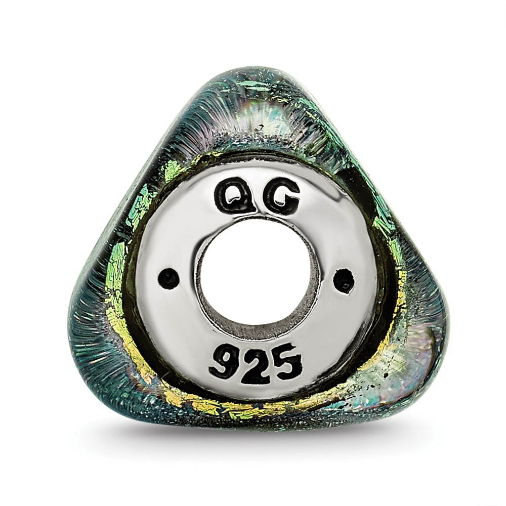 Alternate view of the Yellow Dichroic Glass Triangle Sterling Silver Bead Charm by The Black Bow Jewelry Co.