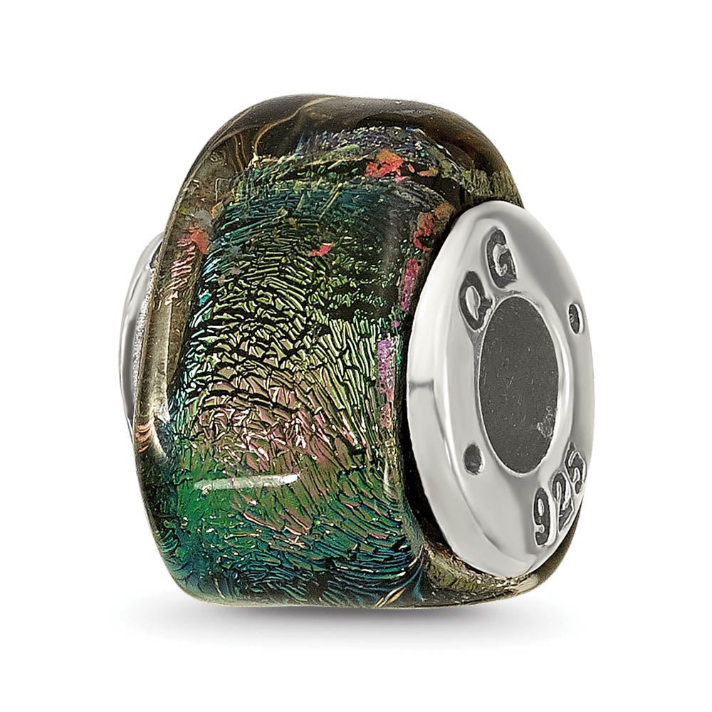 Dichroic Glass and Sterling Silver Triangle Rainbow Bead Charm, 13mm, Item B9542 by The Black Bow Jewelry Co.