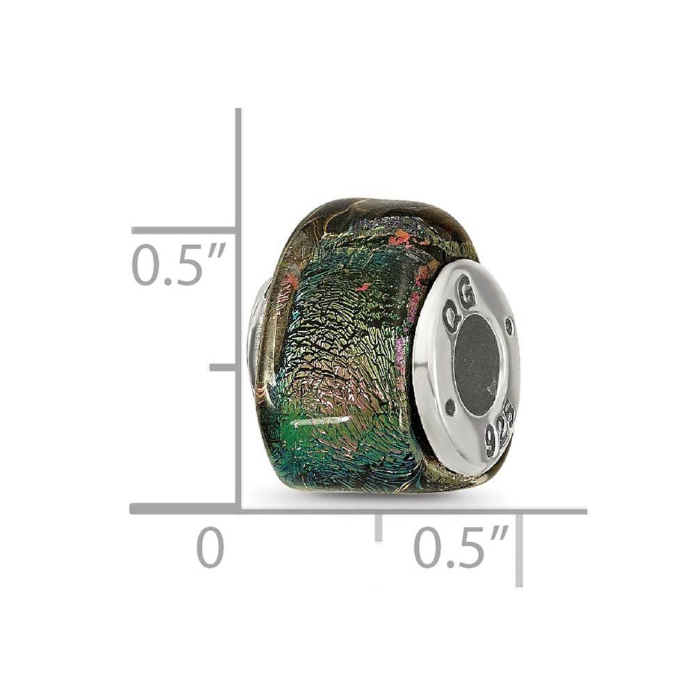 Alternate view of the Dichroic Glass and Sterling Silver Triangle Rainbow Bead Charm, 13mm by The Black Bow Jewelry Co.