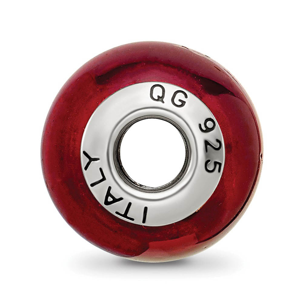 Alternate view of the Sterling Silver, Red and Black Striped Murano Glass Bead Charm by The Black Bow Jewelry Co.