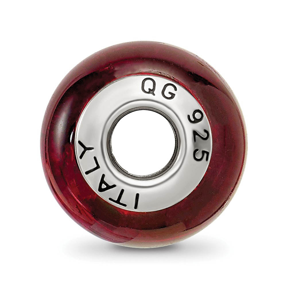 Alternate view of the Sterling Silver, Red and Black Spotted Murano Glass Bead Charm by The Black Bow Jewelry Co.