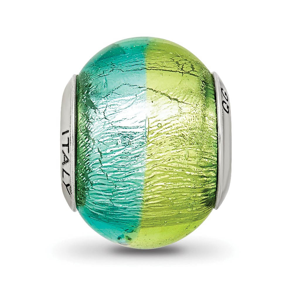 Alternate view of the Sterling Silver, Green and Blue Murano Glass Bead Charm by The Black Bow Jewelry Co.