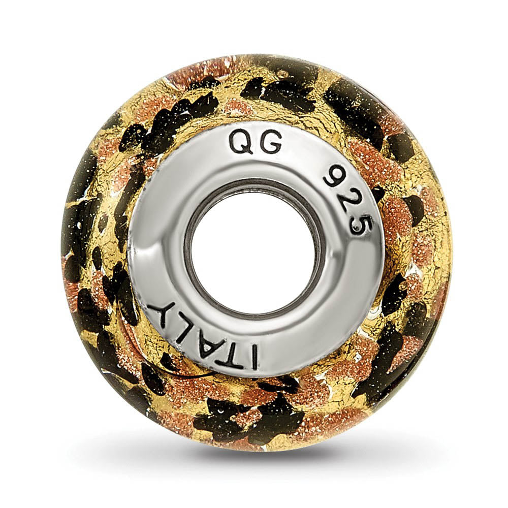 Alternate view of the Sterling Silver, Yellow and Black Speckled Murano Glass Bead Charm by The Black Bow Jewelry Co.