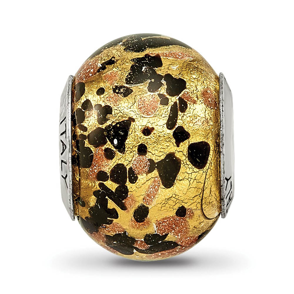 Alternate view of the Sterling Silver, Yellow and Black Speckled Murano Glass Bead Charm by The Black Bow Jewelry Co.