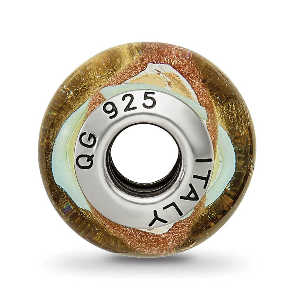 Alternate view of the Sterling Silver, Yellow and Light Blue Swirl Murano Glass Bead Charm by The Black Bow Jewelry Co.