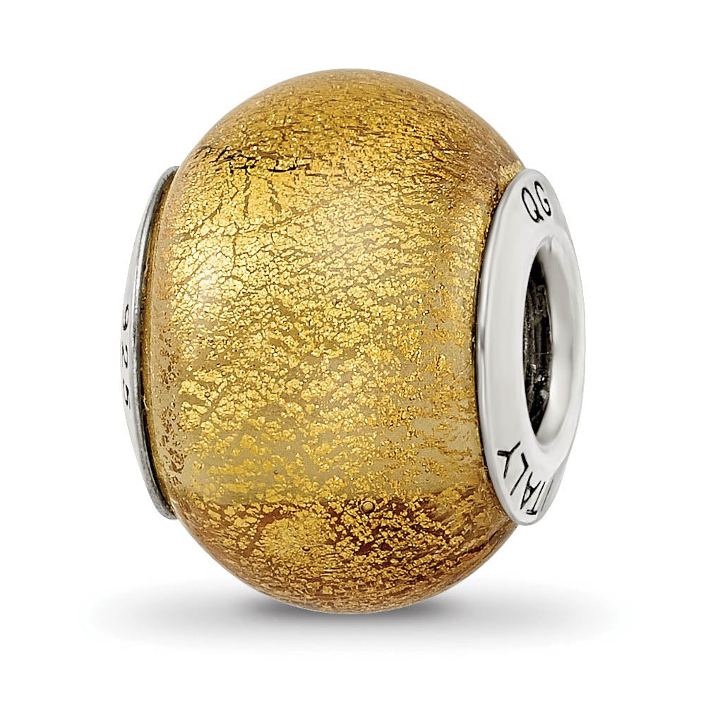 Sterling Silver, Yellow Murano Glass Bead Charm, Item B9582 by The Black Bow Jewelry Co.