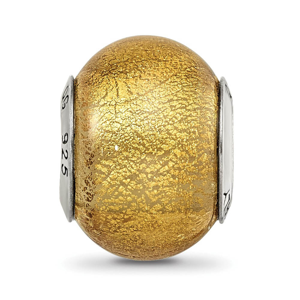 Alternate view of the Sterling Silver, Yellow Murano Glass Bead Charm by The Black Bow Jewelry Co.