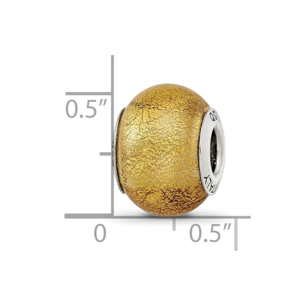 Alternate view of the Sterling Silver, Yellow Murano Glass Bead Charm by The Black Bow Jewelry Co.